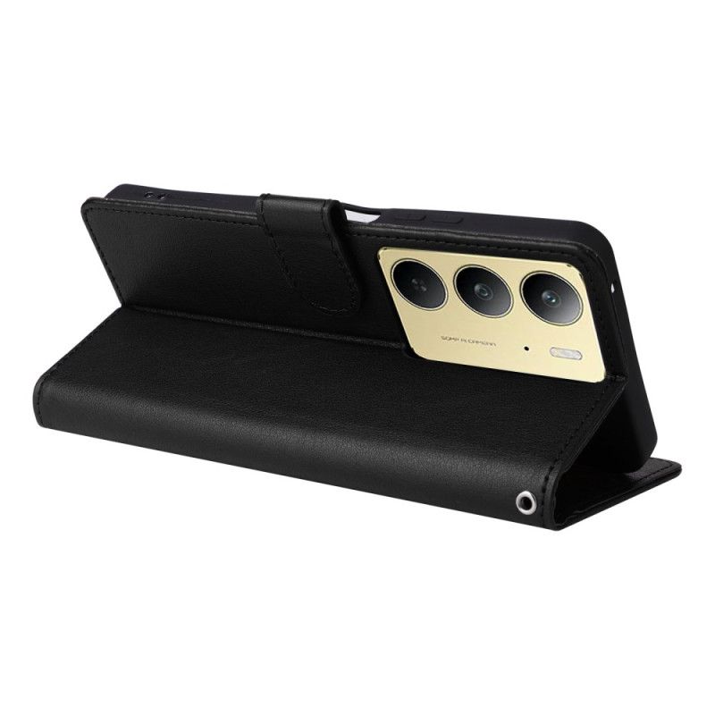 Folio Deksel Til Realme C75 Ensfarget Imitasjon I Skinn