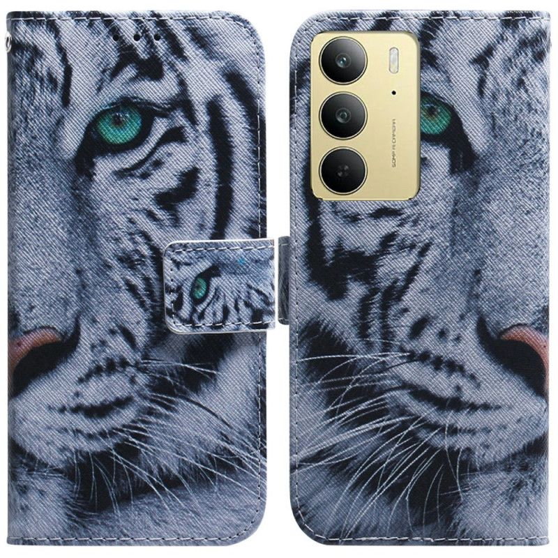 Folio Deksel Til Realme C75 Hvit Tiger