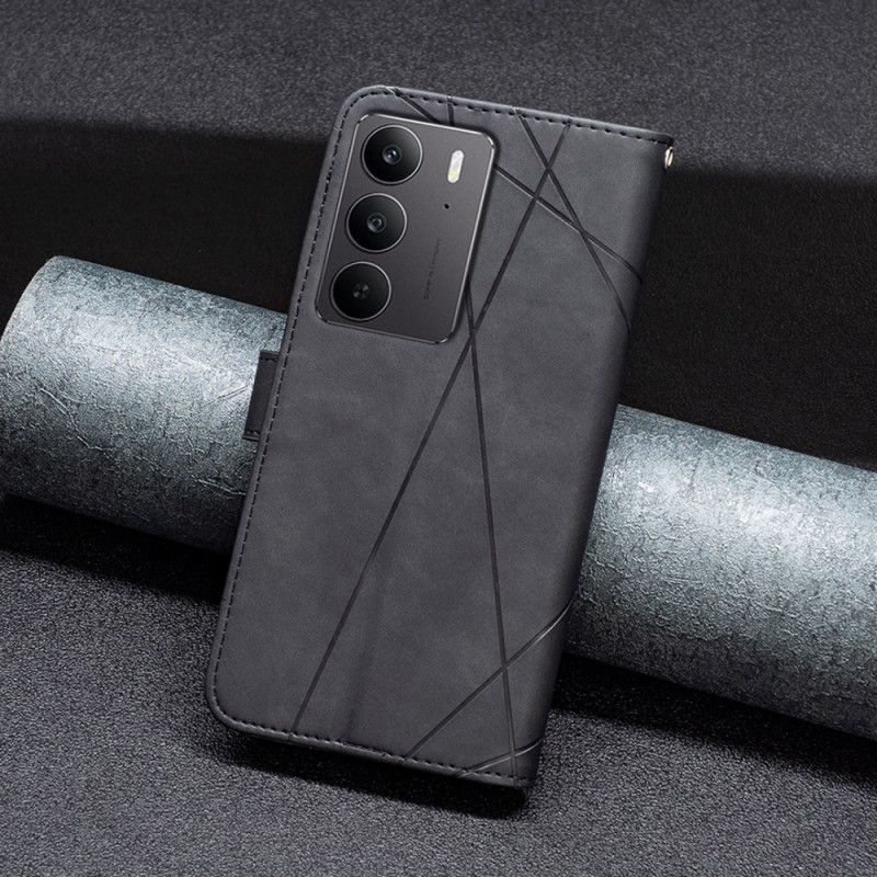 Lærdeksel Folio Deksel Realme C75 Mobildeksel Geometrisk Mønster Binfen-farge