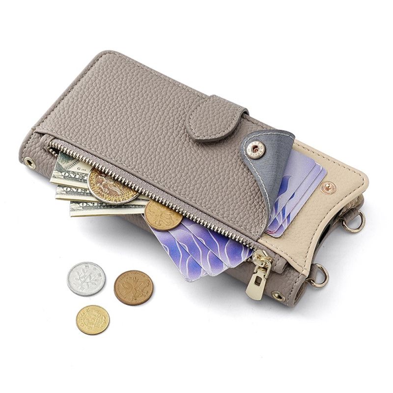 Lærdeksel Folio Deksel Realme C75 Mobildeksel Tofarget Lommebok Med Kjede