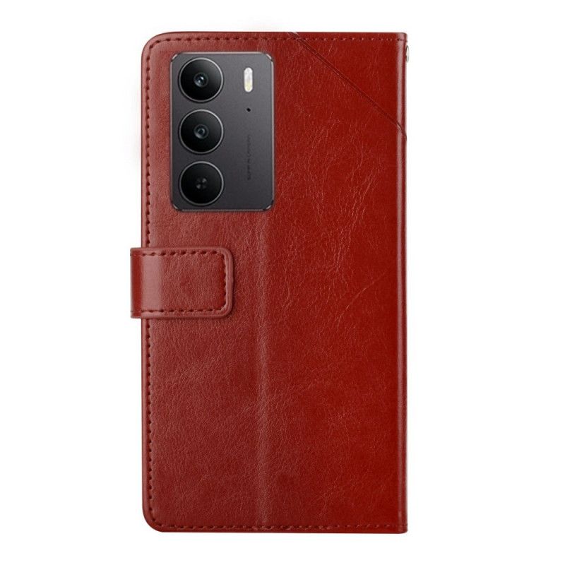 Lærdeksel Folio Deksel Realme C75 Y-designstropp