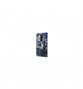 Lærdeksel Til Nokia 5.1 Originalitet Starry Night-kortholder