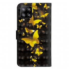 Folio Deksel Til Samsung Galaxy A42 5G Gylne Sommerfugler