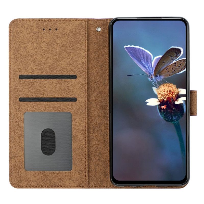 Lærdeksel Folio Deksel Google Pixel 8 Pro Mobildeksel Sommerfuglfrise Med Stropp
