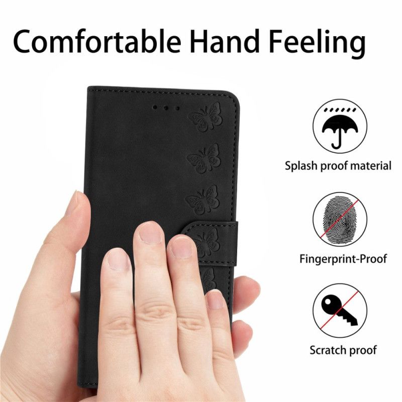 Lærdeksel Folio Deksel Google Pixel 8 Pro Mobildeksel Sommerfuglfrise Med Stropp