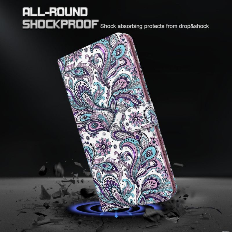 Lærdeksel Folio Deksel Google Pixel 8 Pro Paisley-mønster Med Stropp