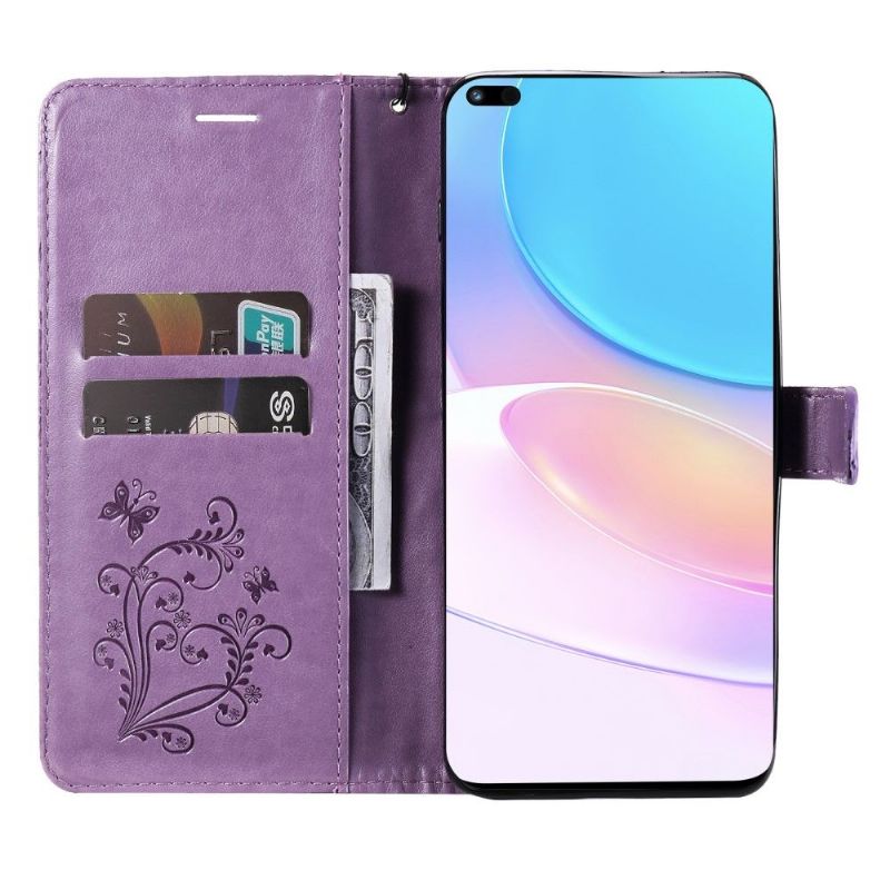 Folio Deksel Til Huawei Nova 8i / Honor 50 Lite Anti-fall Støttefunksjon Sommerfugler
