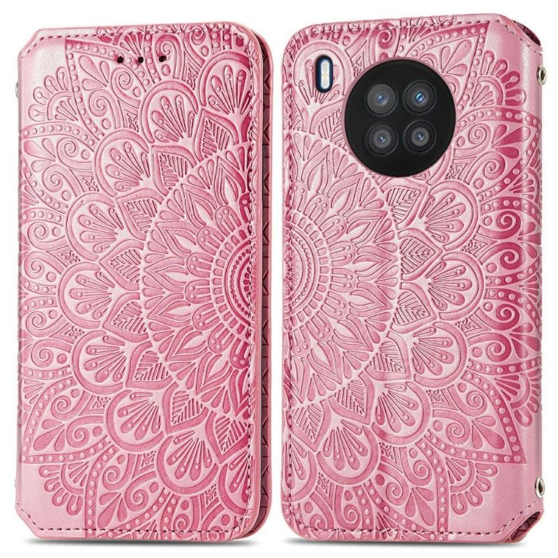Folio Deksel Til Huawei Nova 8i / Honor 50 Lite Lærdeksel Flip Chic Mandala