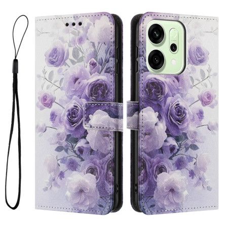 Folio Deksel Oppo Reno 14 5g Fiolette Blomster Beskyttelse Deksel