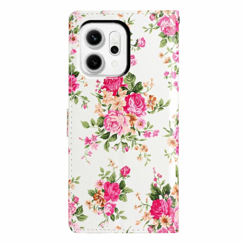 Folio Deksel Oppo Reno 14 5g Rød Blomster