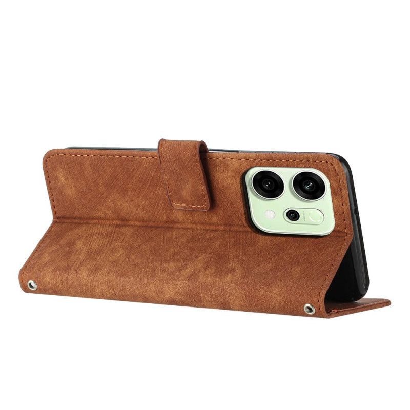 Lærdeksel Folio Deksel Oppo Reno 14 5g Mobildeksel Retro Design