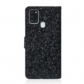 Folio Deksel Til Samsung Galaxy A21s Glitterkortholder