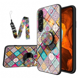 Deksel Samsung Galaxy S26 Mobildeksel Patchwork-stativ Og Stropp