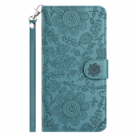 Folio Deksel Samsung Galaxy S26 Blomstermønster Med Snor