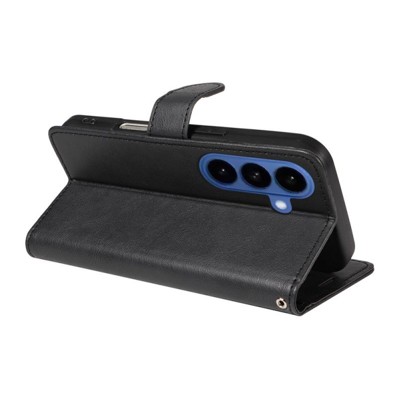 Folio Deksel Samsung Galaxy S26 Ensfarget Imitasjon I Skinn