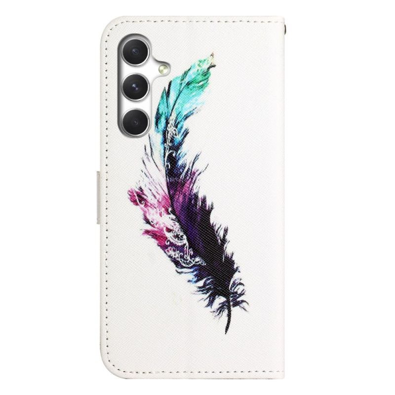 Folio Deksel Samsung Galaxy S26 Fjærdesign Beskyttelse Deksel