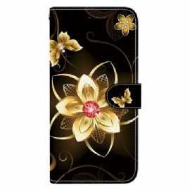 Folio Deksel Samsung Galaxy S26 Gyllen Blomst
