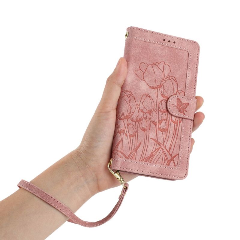 Folio Deksel Samsung Galaxy S26 Lommebok Med 5 Kortspor I Blomster