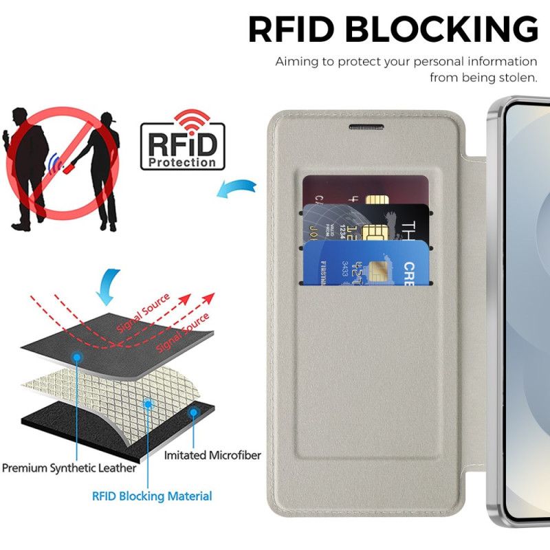 Folio Deksel Til Samsung Galaxy S26 Magnetisk Med Kortholder Og Rfid-beskyttelse