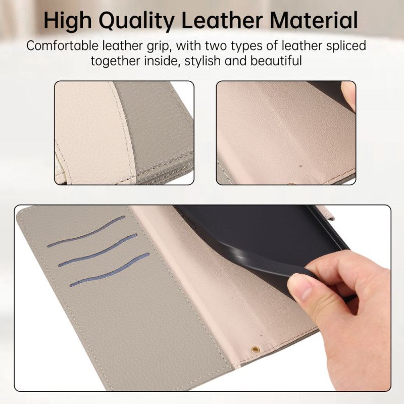 Lærdeksel Folio Deksel Samsung Galaxy S26 Lommebok Med Tofarget Glidelås