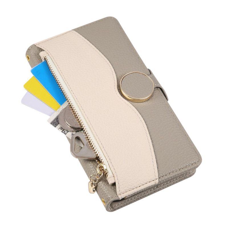 Lærdeksel Folio Deksel Samsung Galaxy S26 Lommebok Med Tofarget Glidelås