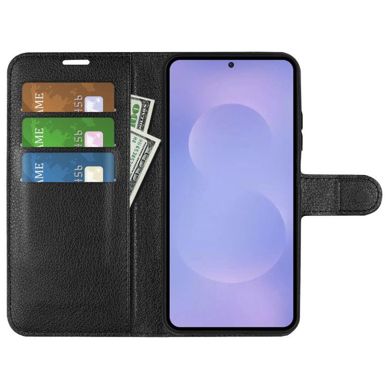 Lærdeksel Folio Deksel Samsung Galaxy S26 Mobildeksel Litchi-imitasjon I Skinn