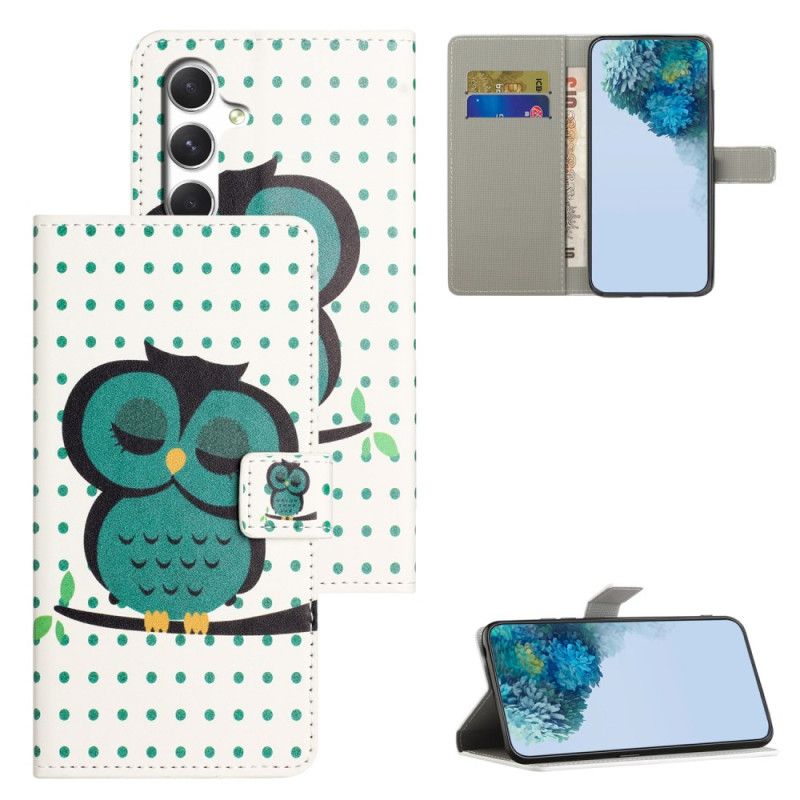 Lærdeksel Folio Deksel Samsung Galaxy S26 Mobildeksel Sovende Ugle