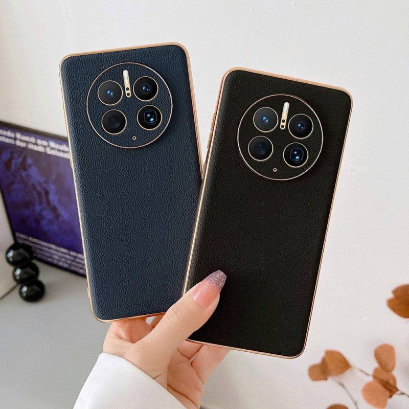 Deksel Til Huawei Mate 50 Pro Eleganse I Ekte Skinn