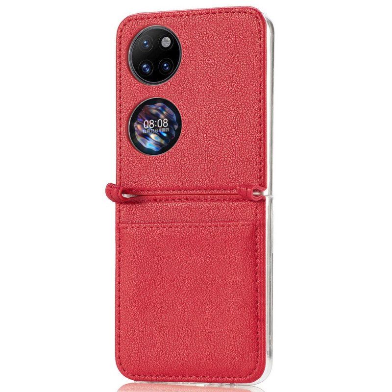 Deksel Til Huawei P50 Pocket Tekstur Skinnkortholder