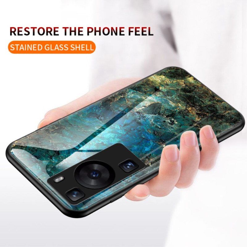 Deksel Til Huawei P60 Pro Marmor Herdet Glass