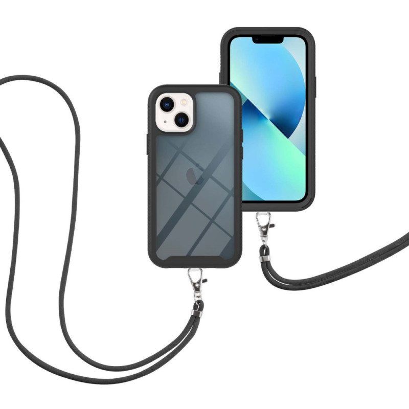 Deksel Til iPhone 15 Plus Med Snor Gjennomsiktig Ledning