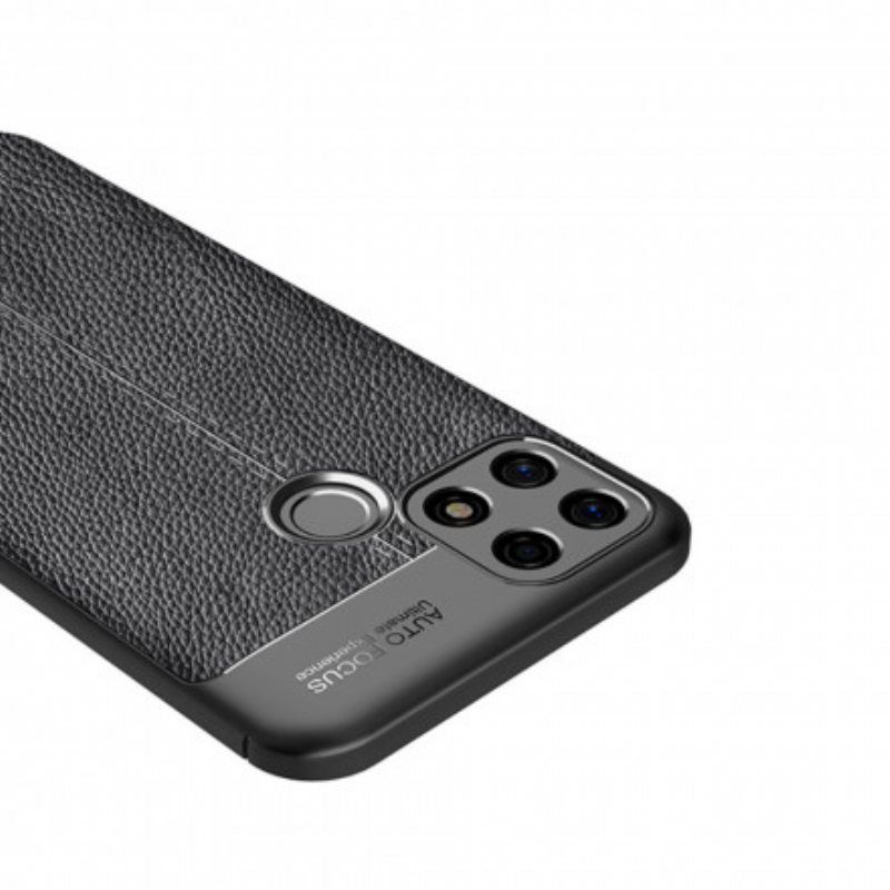 Deksel Til Oppo A15 Skinneffekt Litchi Dobbel Linje