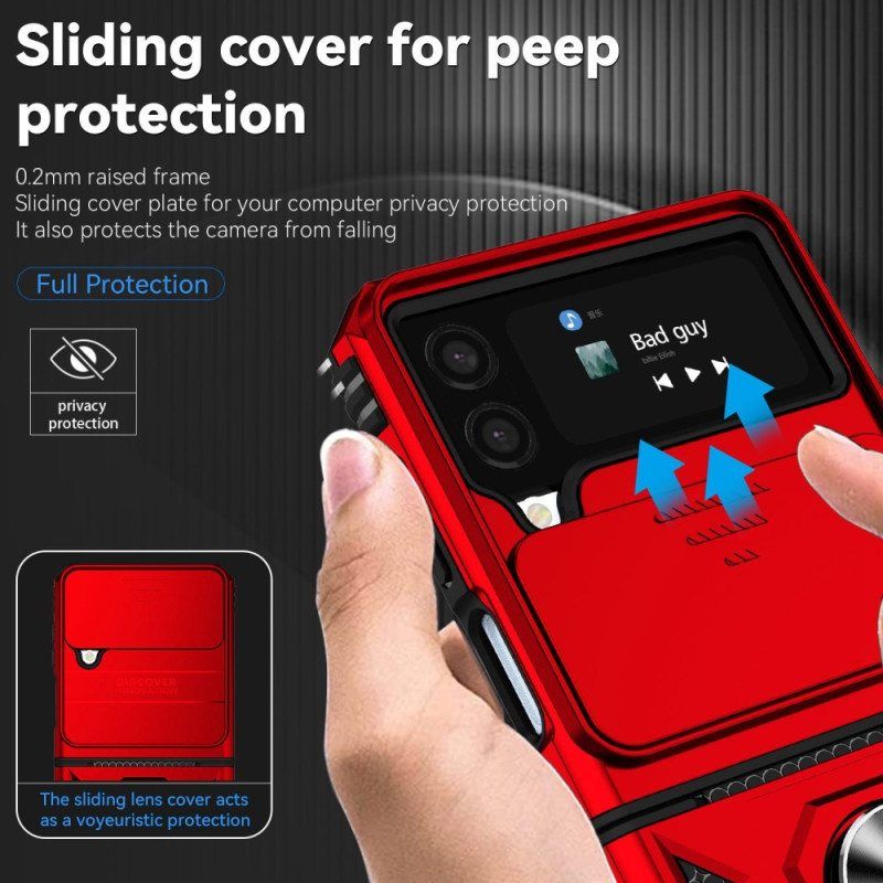 Deksel Til Samsung Galaxy Z Flip 4 Folio Deksel Premium Ring / Linsedeksel