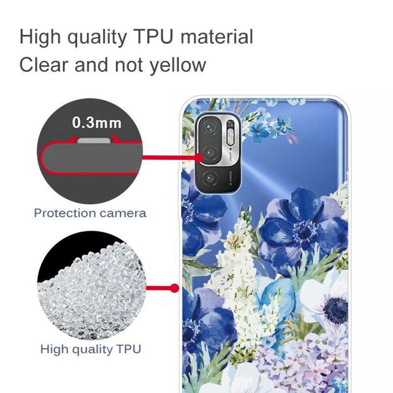 Deksel Til Xiaomi Redmi Note 10 5G Akvarell Blå Blomster