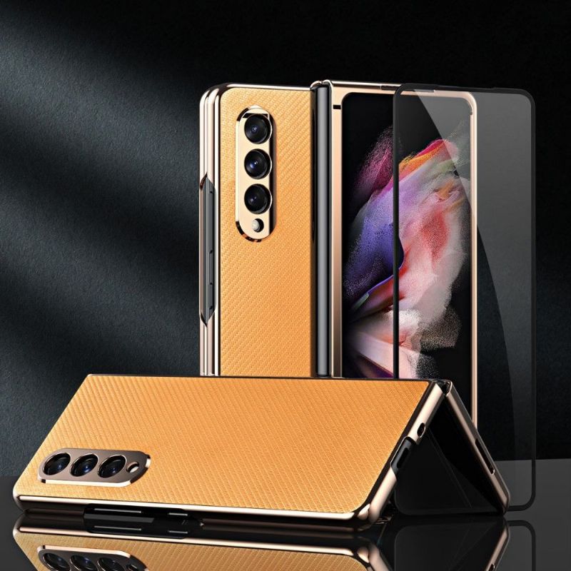 Deksel Til Samsung Galaxy Z Fold 3 5G Karbon + Beskyttelsesfilm