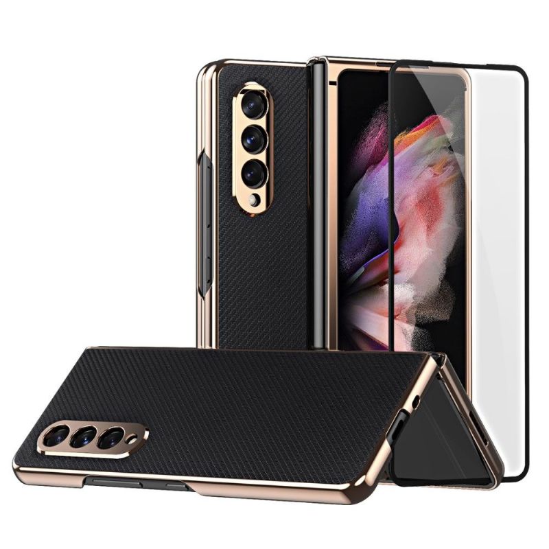 Deksel Til Samsung Galaxy Z Fold 3 5G Karbon + Beskyttelsesfilm