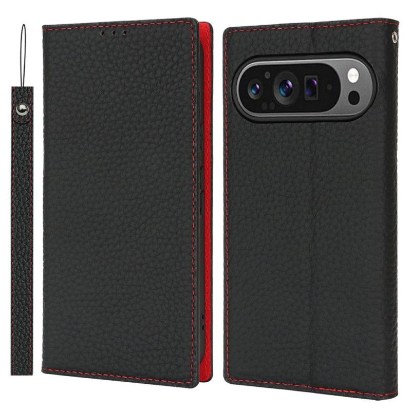 Folio Deksel Lær Google Pixel 10 / 10 Pro Mobildeksel Teksturert Skinnstropp