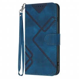 Lærdeksel Folio Deksel Google Pixel 10 / 10 Pro Mobildeksel Geometriske Linjer Og Stropp