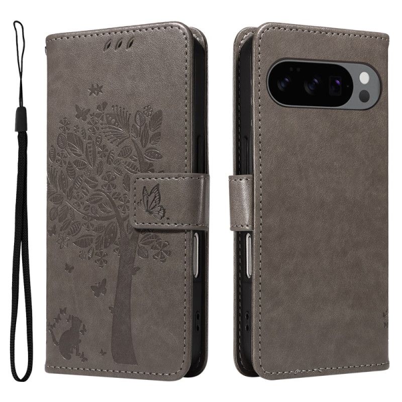 Lærdeksel Folio Deksel Google Pixel 10 / 10 Pro Tre Og Katt