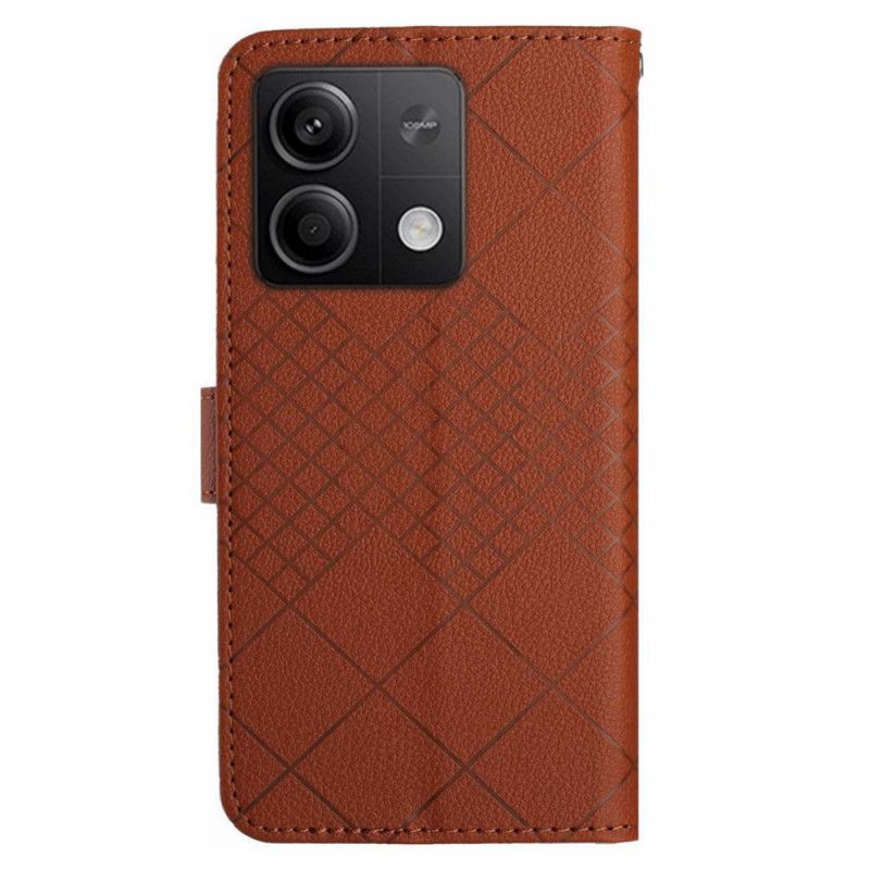 Folio Deksel Til Xiaomi Redmi Note 13 4g Strappy Diamond-mønster
