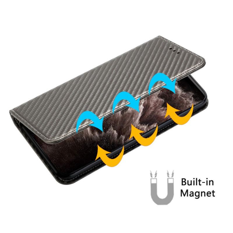 Folio Deksel Lær Xiaomi Redmi Note 14 Pro 5g Mobildeksel Karbonfiber Med Stropp