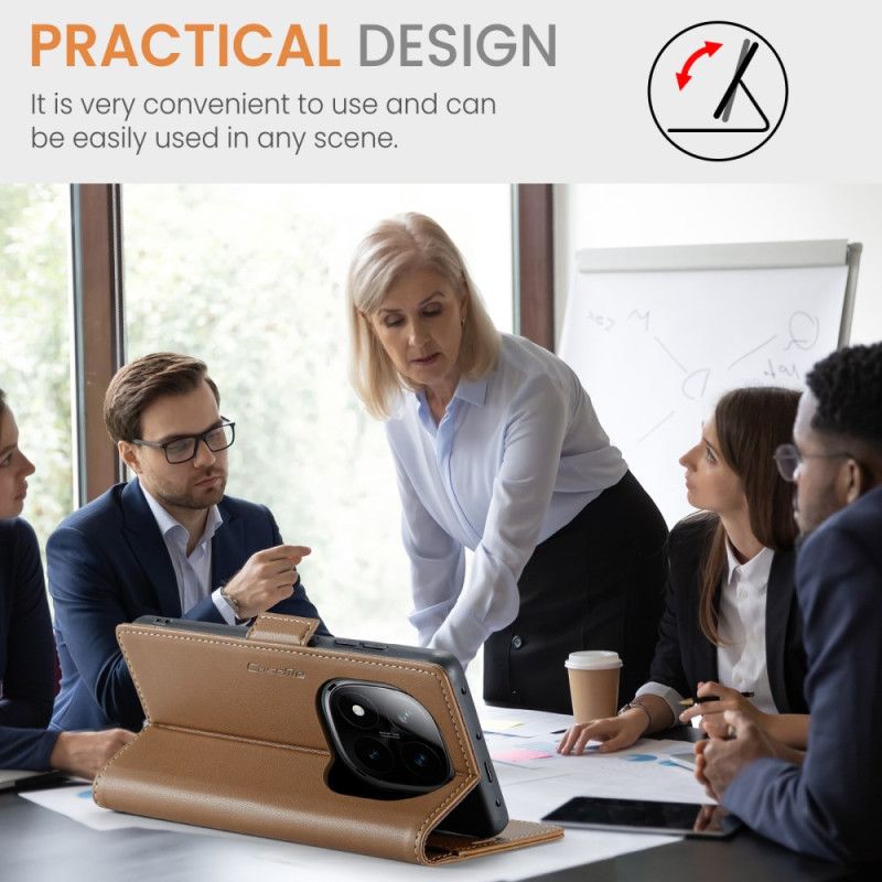 Folio Deksel Xiaomi Redmi Note 14 Pro 5g Caseme Beskyttelse Deksel