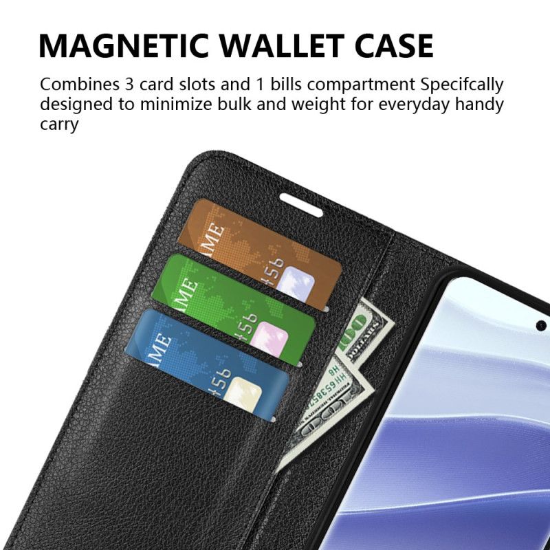 Folio Deksel Xiaomi Redmi Note 14 Pro 5g Klassisk Litchi-imitasjonslær