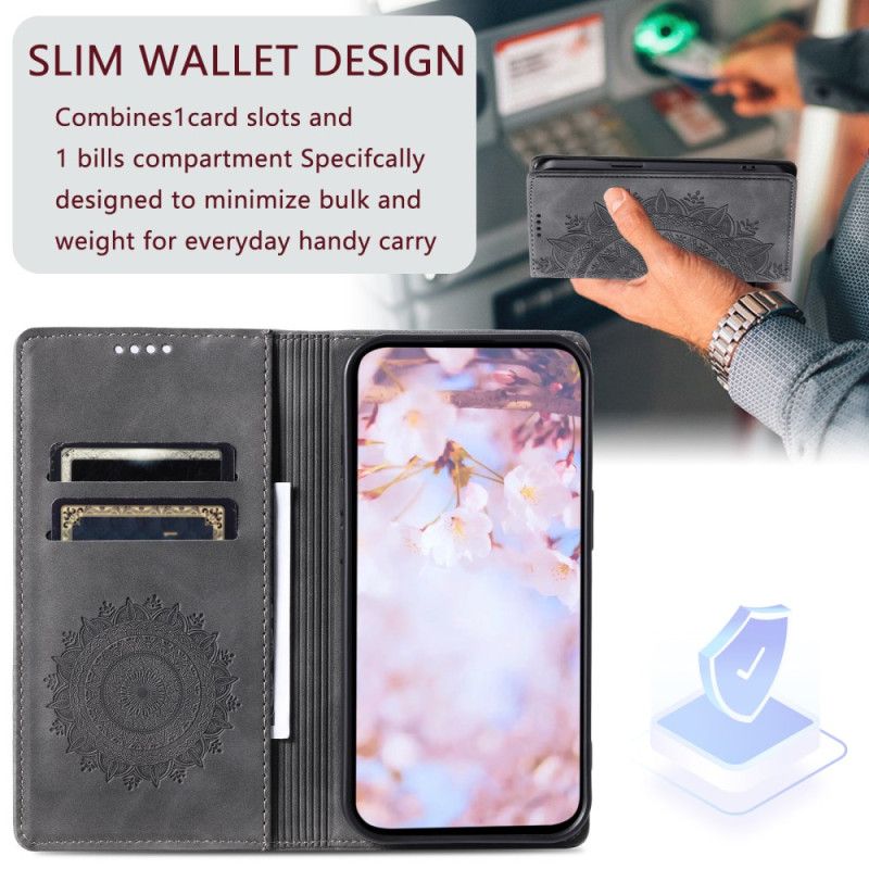 Folio Deksel Xiaomi Redmi Note 14 Pro 5g Mandala Semsket Skinn-effekt Beskyttelse Deksel