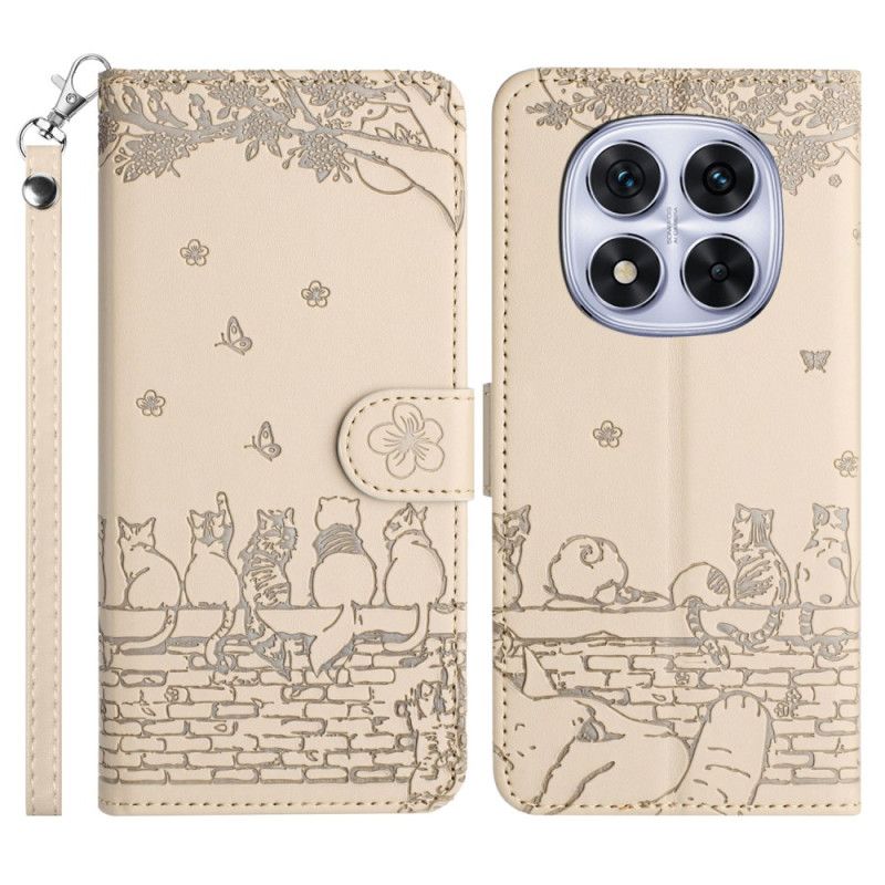 Lærdeksel Folio Deksel Xiaomi Redmi Note 14 Pro 5g Kattemønster Med Stropp