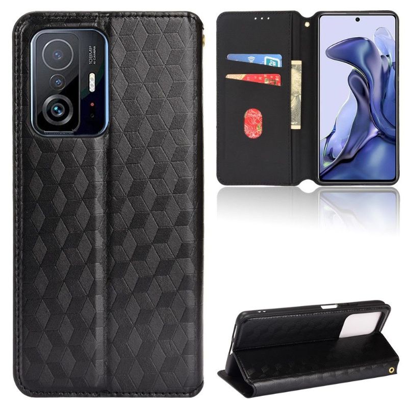 Folio Deksel Til Xiaomi 11T / 11T Pro Lærdeksel Designgeometri