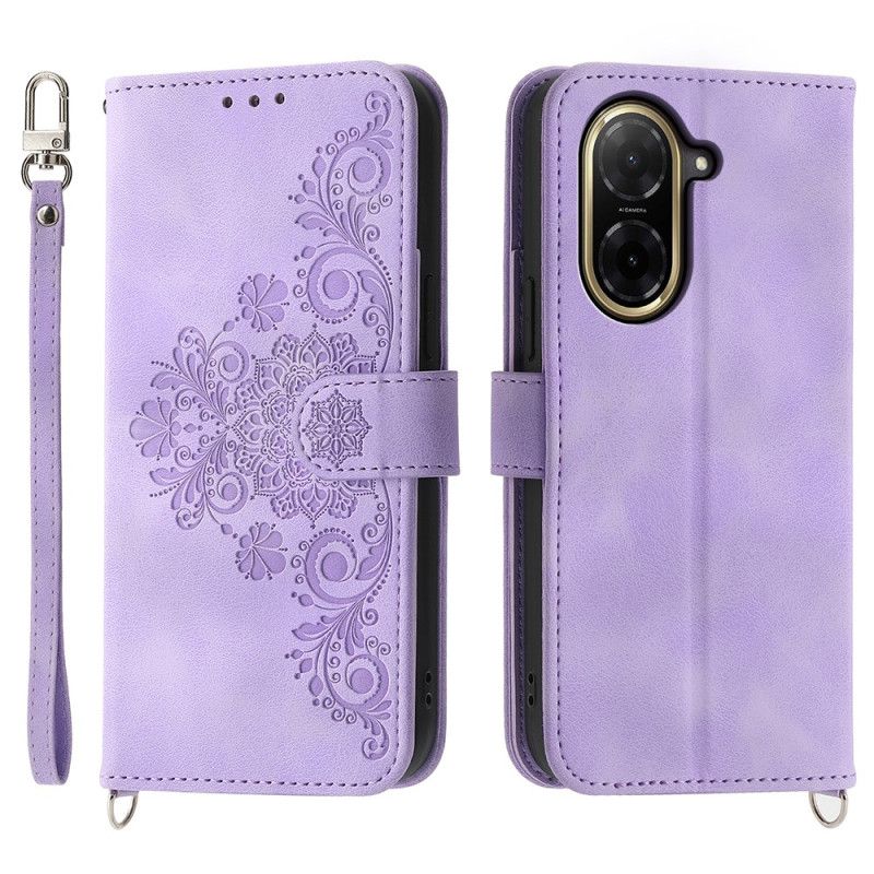 Folio Deksel Poco C71 Blomsterblonder Med Snor Og Skulderstropp