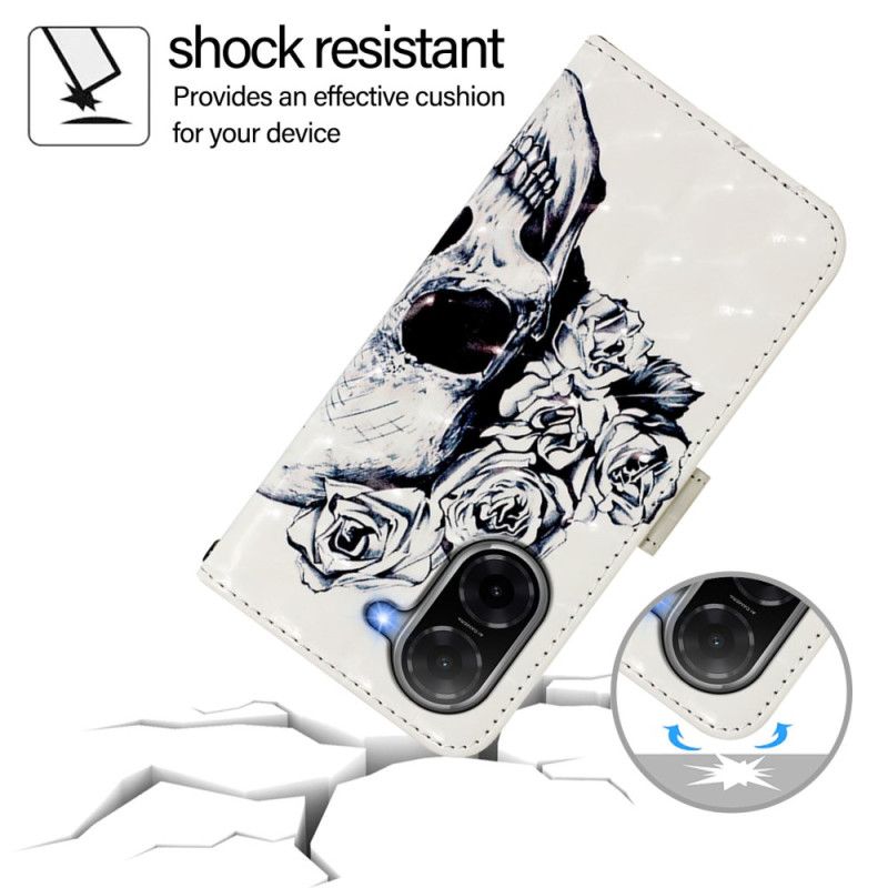 Folio Deksel Poco C71 Blomsterhodeskalle