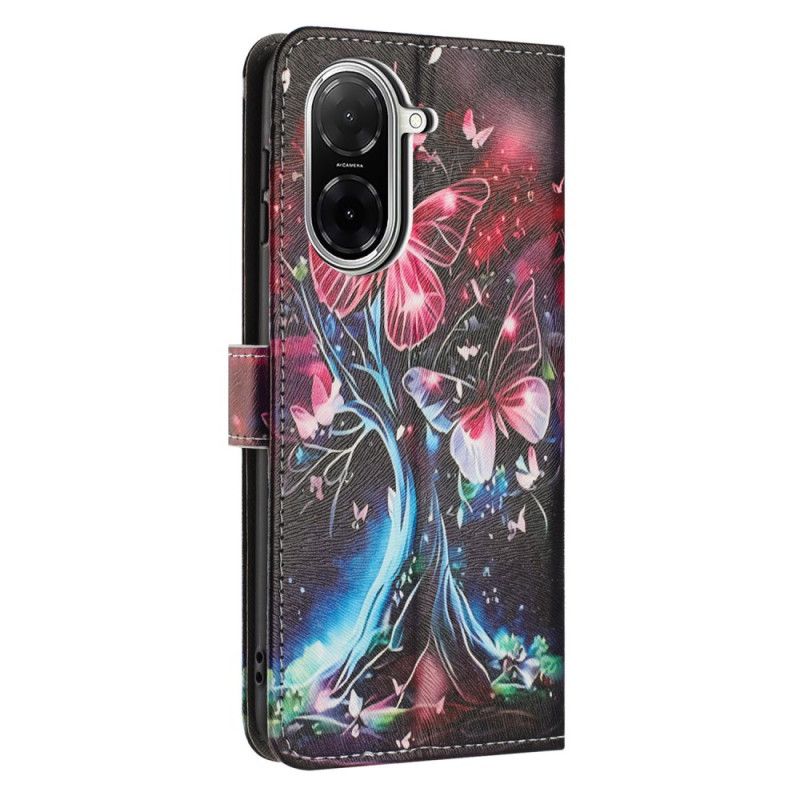 Folio Deksel Poco C71 Tre Og Sommerfugler Beskyttelse Deksel