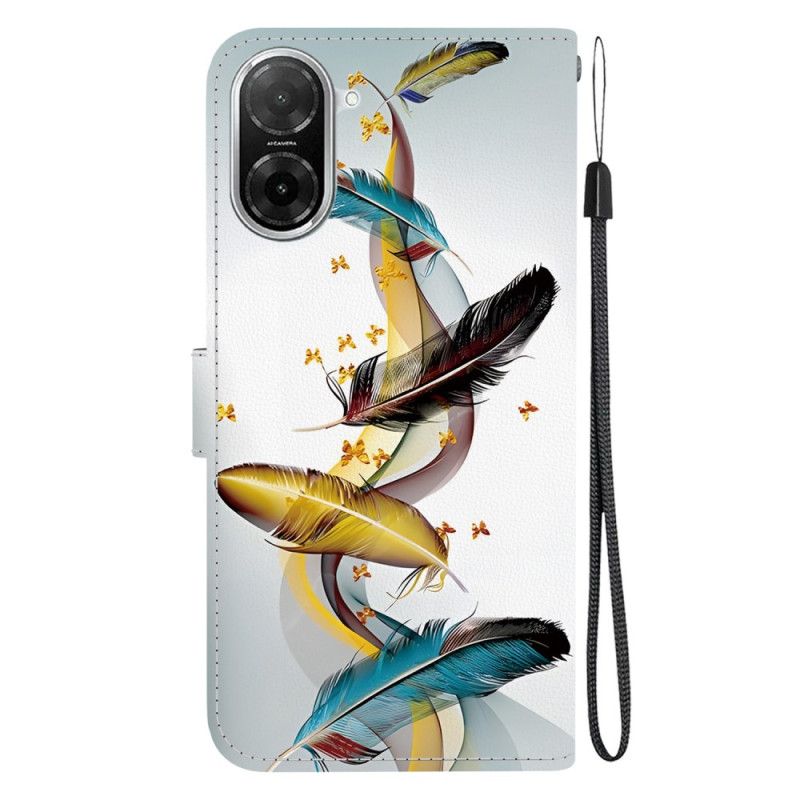 Lærdeksel Folio Deksel Poco C71 Mobildeksel Fargerike Fjær